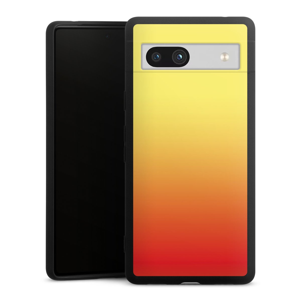 Google Pixel 7a Handy Premium Silikon Hülle Handyhülle schwarz Case Ombre Two-Tone Silikon Premium Case