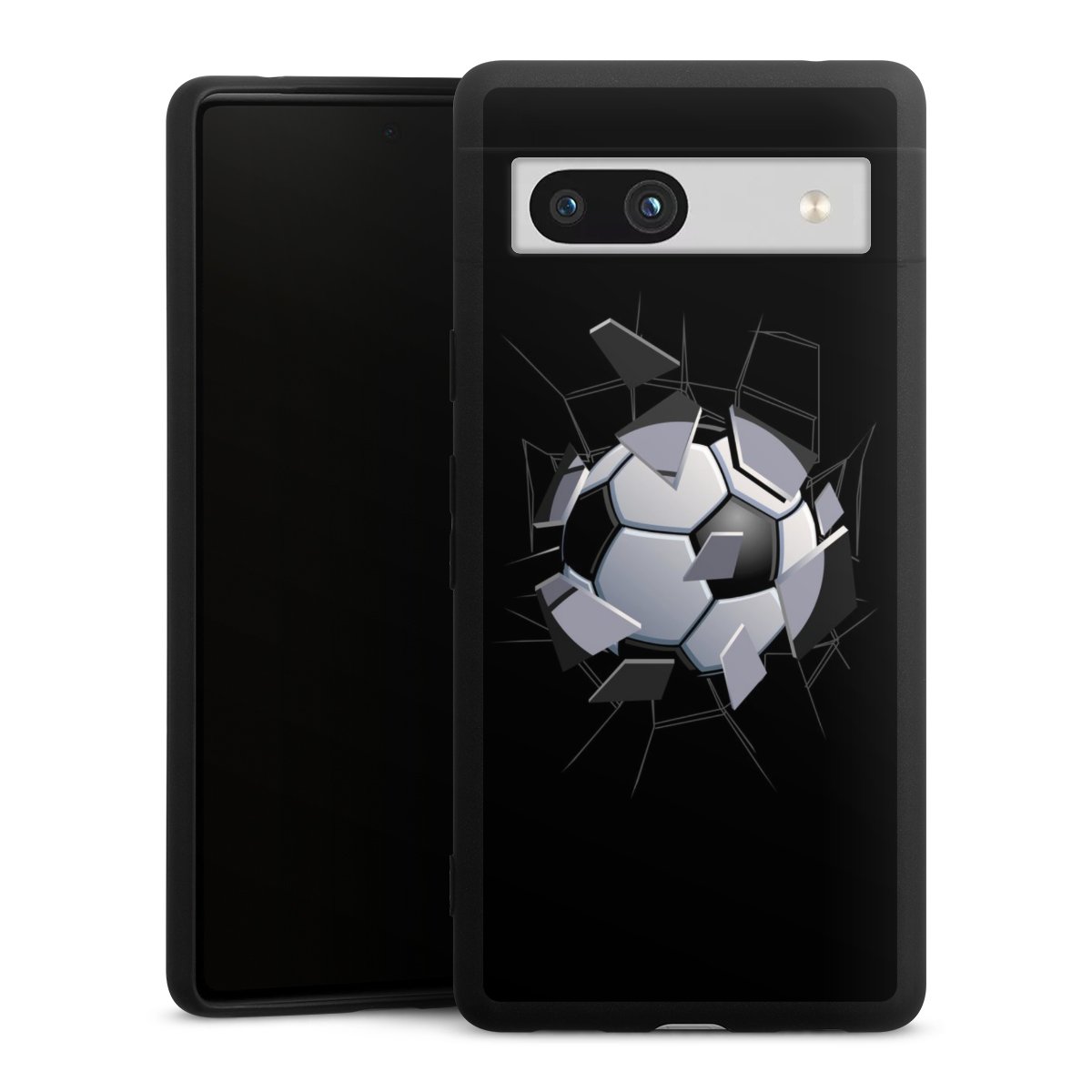 Google Pixel 7a Handy Premium Silikon Hülle Handyhülle schwarz Case Sports Soccer Mosaic Silikon Premium Case