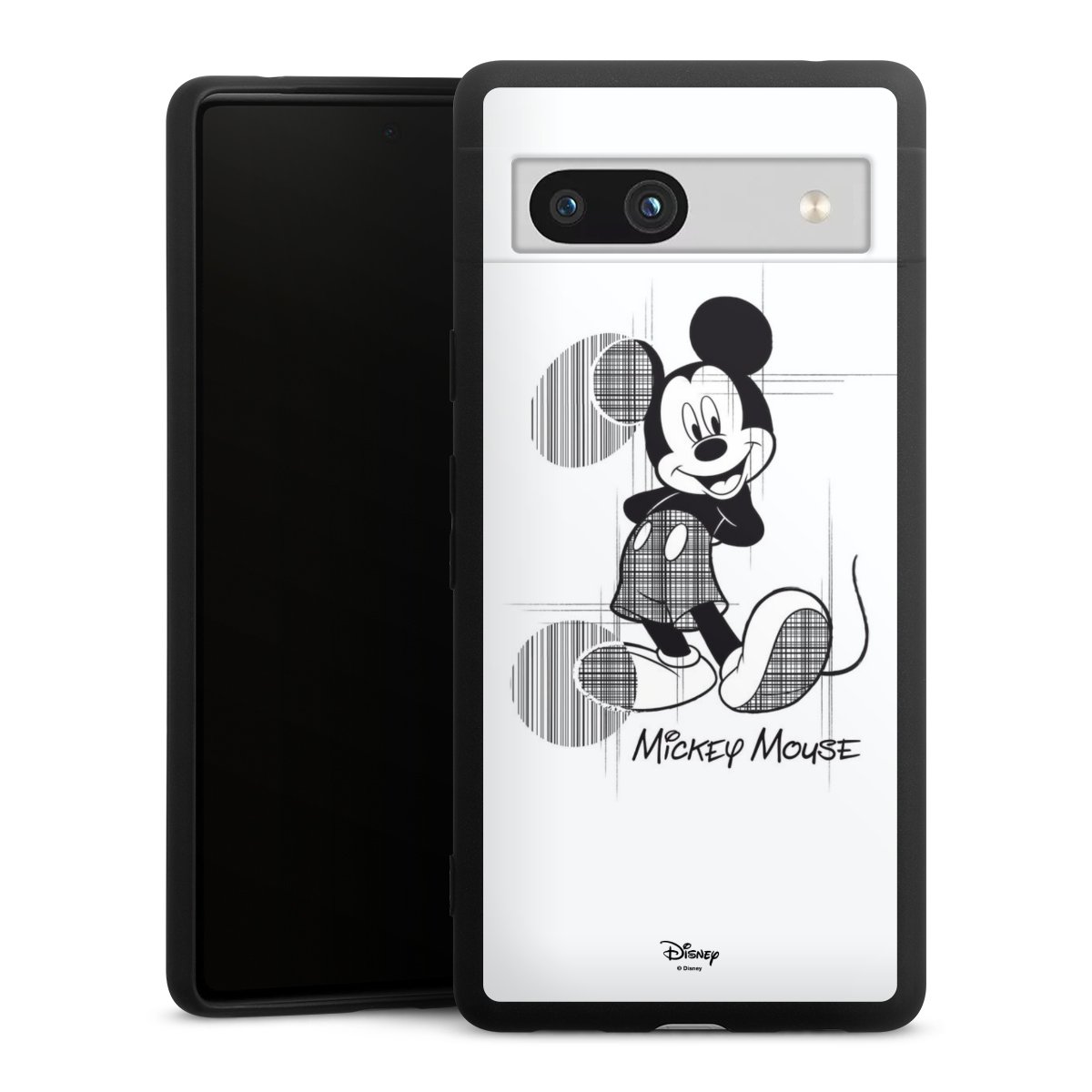 Google Pixel 7a Handy Premium Silikon Hülle Handyhülle schwarz Case Disney Official Licensed Product Mickey Mouse Silikon Premium Case