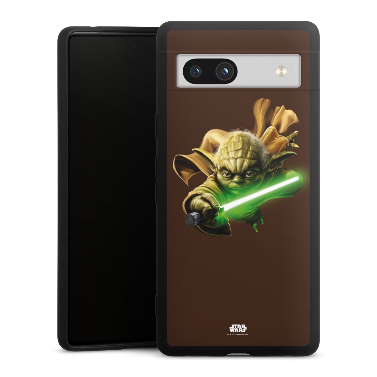 Google Pixel 7a Handy Premium Silikon Hülle Handyhülle schwarz Case Yoda Merchandise Star Wars Silikon Premium Case