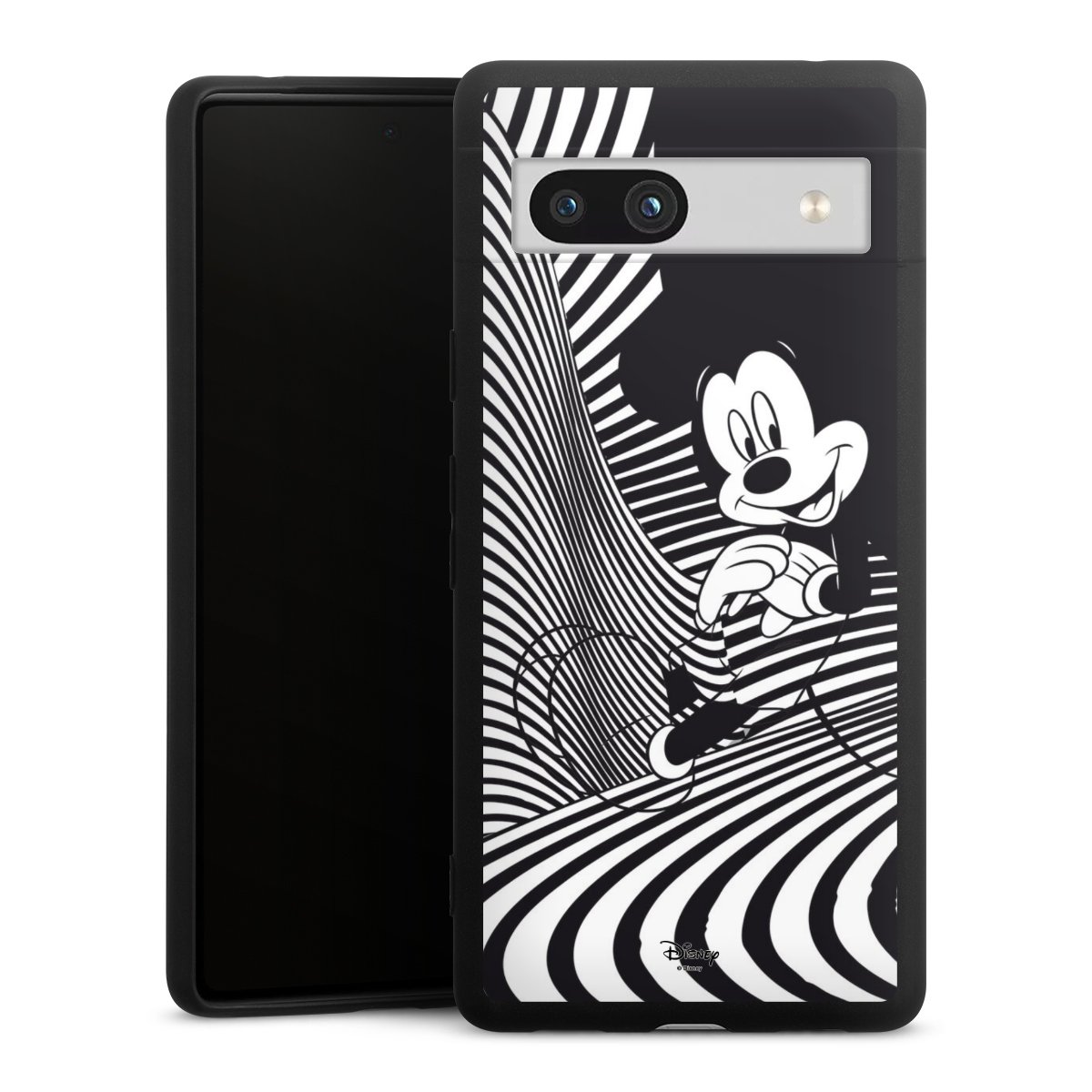 Google Pixel 7a Handy Premium Silikon Hülle Handyhülle schwarz Case Disney Official Licensed Product Mickey Mouse Silikon Premium Case