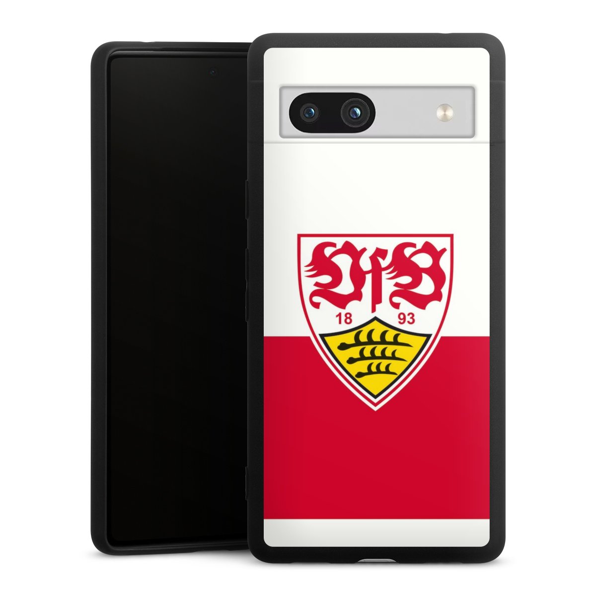 Google Pixel 7a Handy Premium Silikon Hülle Handyhülle schwarz Case Official Licensed Product Logo Vfb Stuttgart Silikon Premium Case