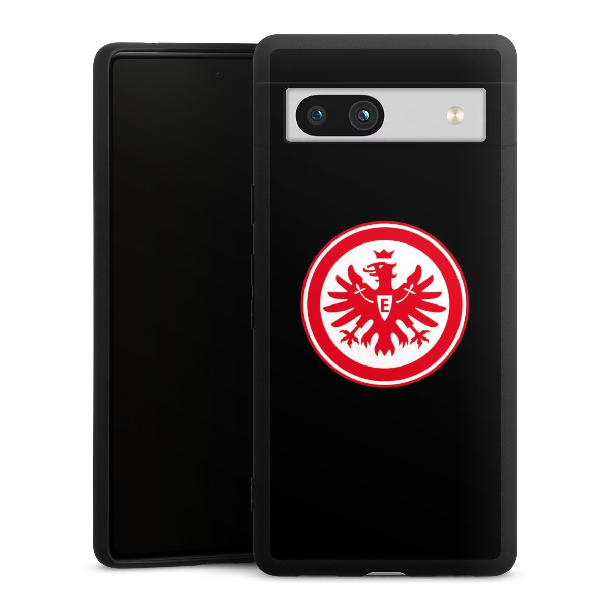 Google Pixel 7a Handy Premium Silikon Hülle Handyhülle schwarz Case Eintracht Frankfurt Sge Eagle Silikon Premium Case