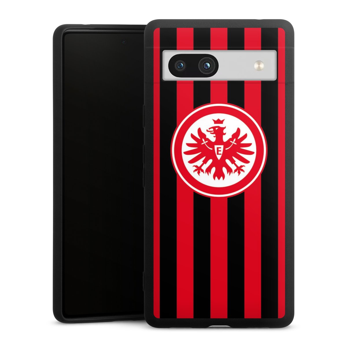 Google Pixel 7a Handy Premium Silikon Hülle Handyhülle schwarz Case Stripes Sge Eintracht Frankfurt Silikon Premium Case