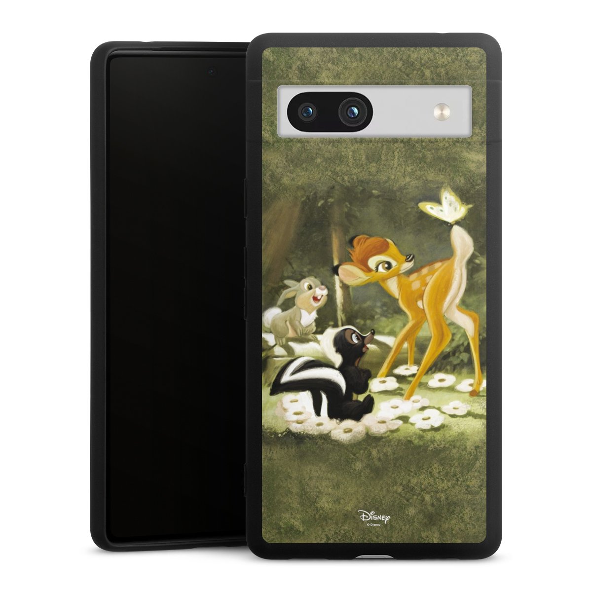 Google Pixel 7a Handy Premium Silikon Hülle Handyhülle schwarz Case Disney Official Licensed Product Bambi Silikon Premium Case