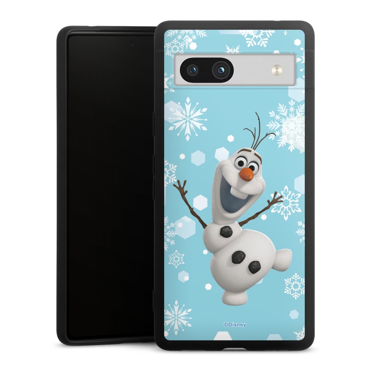 Google Pixel 7a Handy Premium Silikon Hülle Handyhülle schwarz Case Disney Official Licensed Product Frozen Olaf Silikon Premium Case