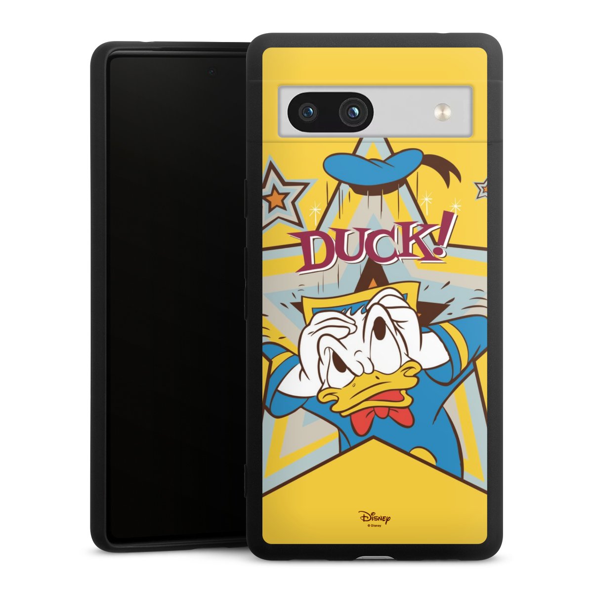 Google Pixel 7a Handy Premium Silikon Hülle Handyhülle schwarz Case Official Licensed Product Donald Duck Disney Silikon Premium Case