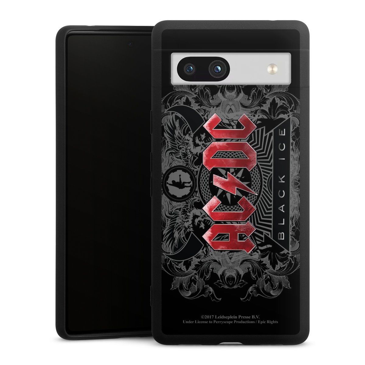 Google Pixel 7a Handy Premium Silikon Hülle Handyhülle schwarz Case Merchandise Black Ice Acdc Silikon Premium Case