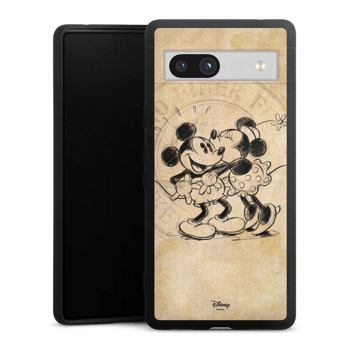 Google Pixel 7a Handy Premium Silikon Hülle Handyhülle schwarz Case Mickey Mouse Vintage Minnie Mouse Silikon Premium Case