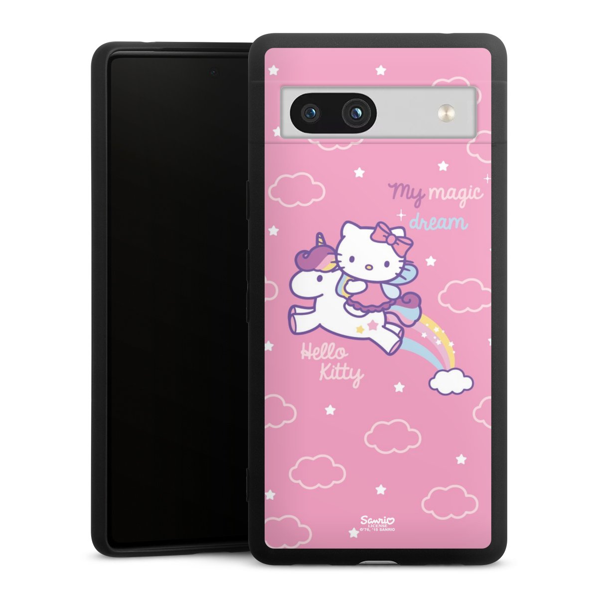 Google Pixel 7a Handy Premium Silikon Hülle Handyhülle schwarz Case Einhorn Official Licensed Product Hello Kitty Silikon Premium Case