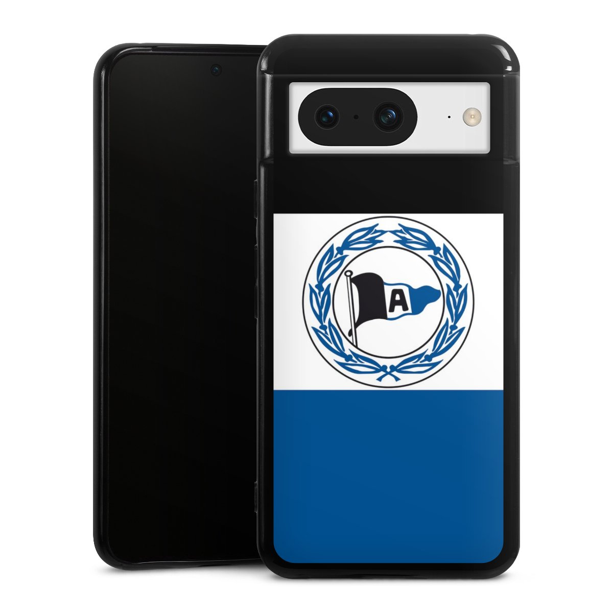 Google Pixel 8 Handy Silikon Hülle Case schwarz Handyhülle Arminen Official Licensed Product Arminia Bielefeld