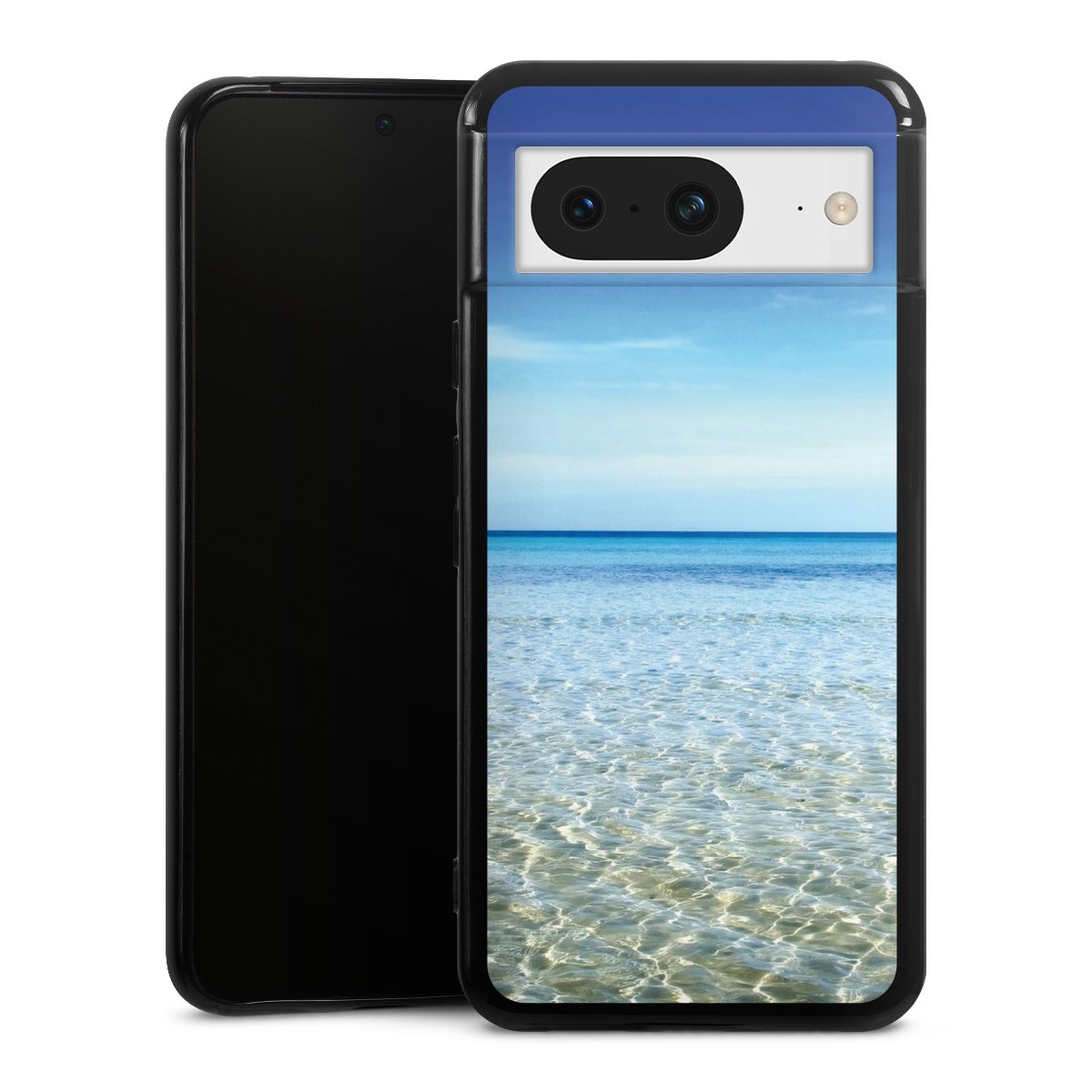 Google Pixel 8 Handy Silikon Hülle Case schwarz Handyhülle Urlaub Sky Ocean