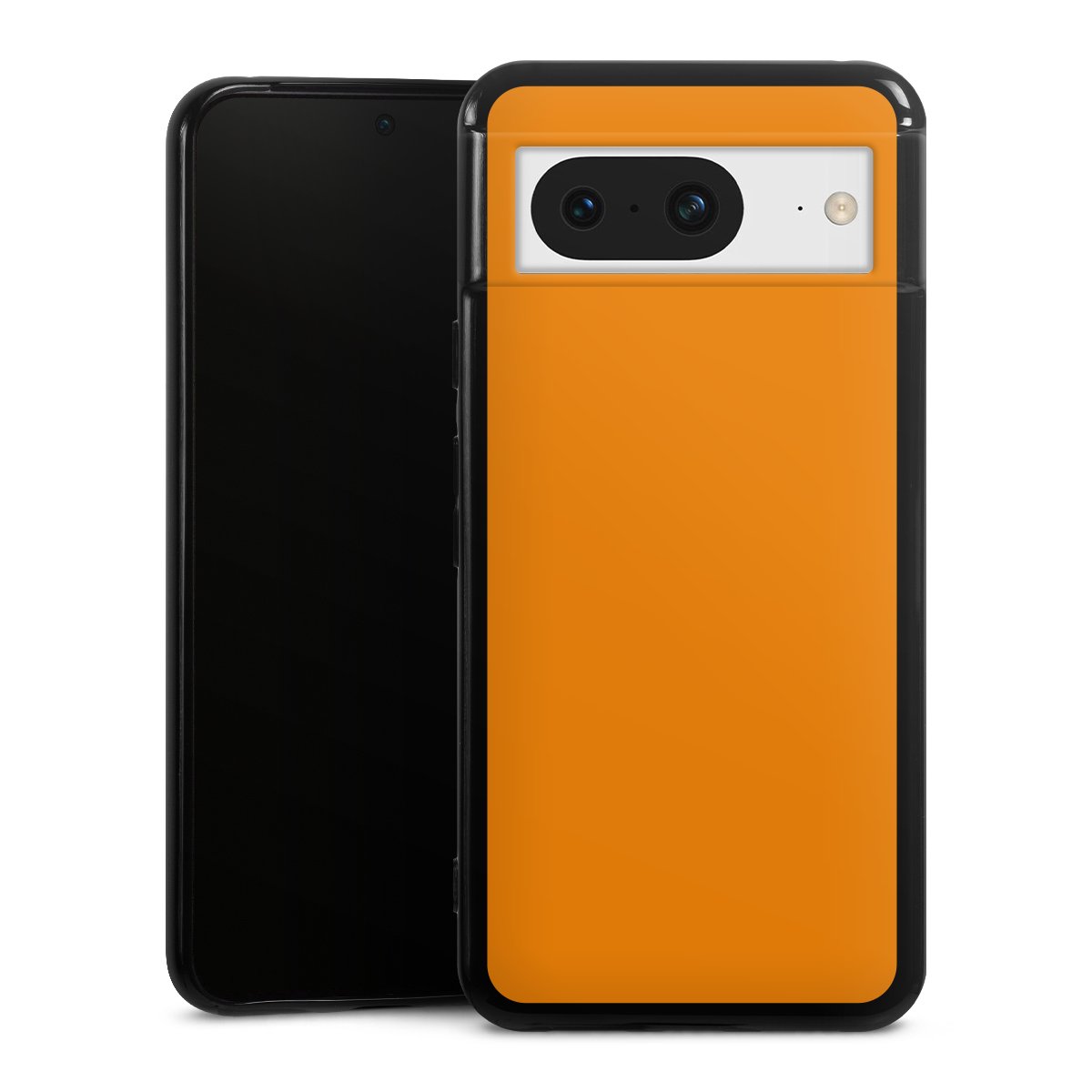 Google Pixel 8 Handy Silikon Hülle Case schwarz Handyhülle Unicoloured Colour Orange