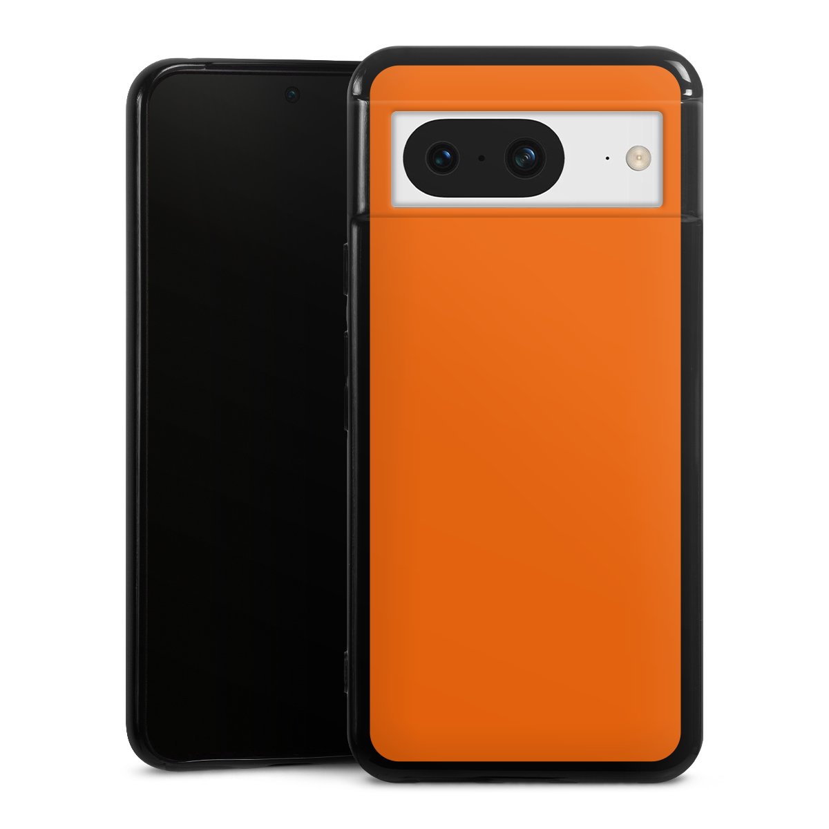 Google Pixel 8 Handy Silikon Hülle Case schwarz Handyhülle Orange Colour Unicoloured