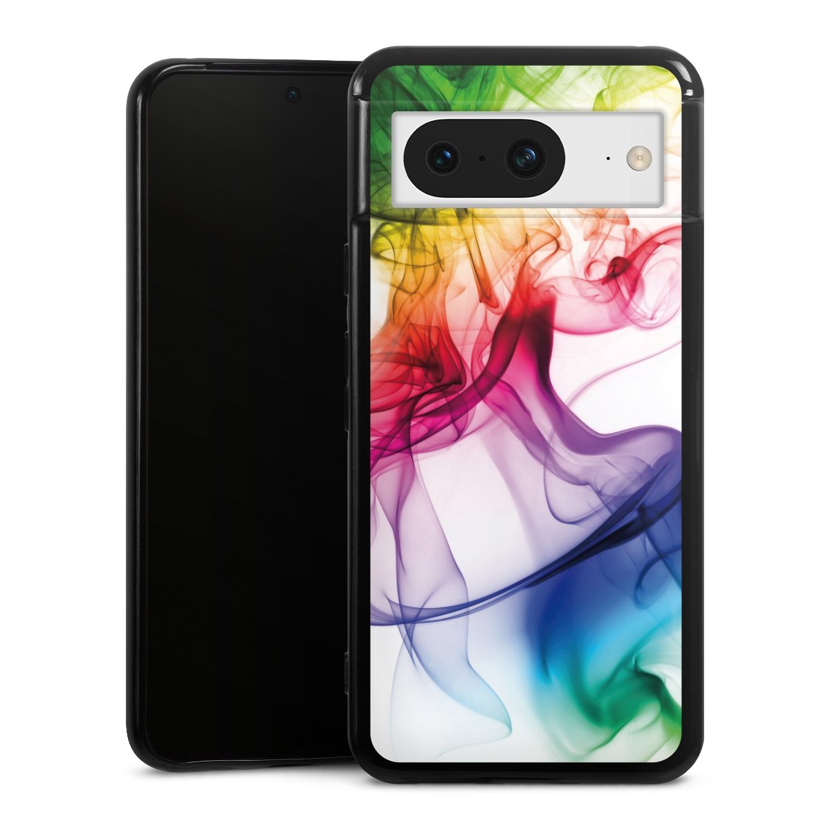 Google Pixel 8 Handy Silikon Hülle Case schwarz Handyhülle Water Colour Rainbow