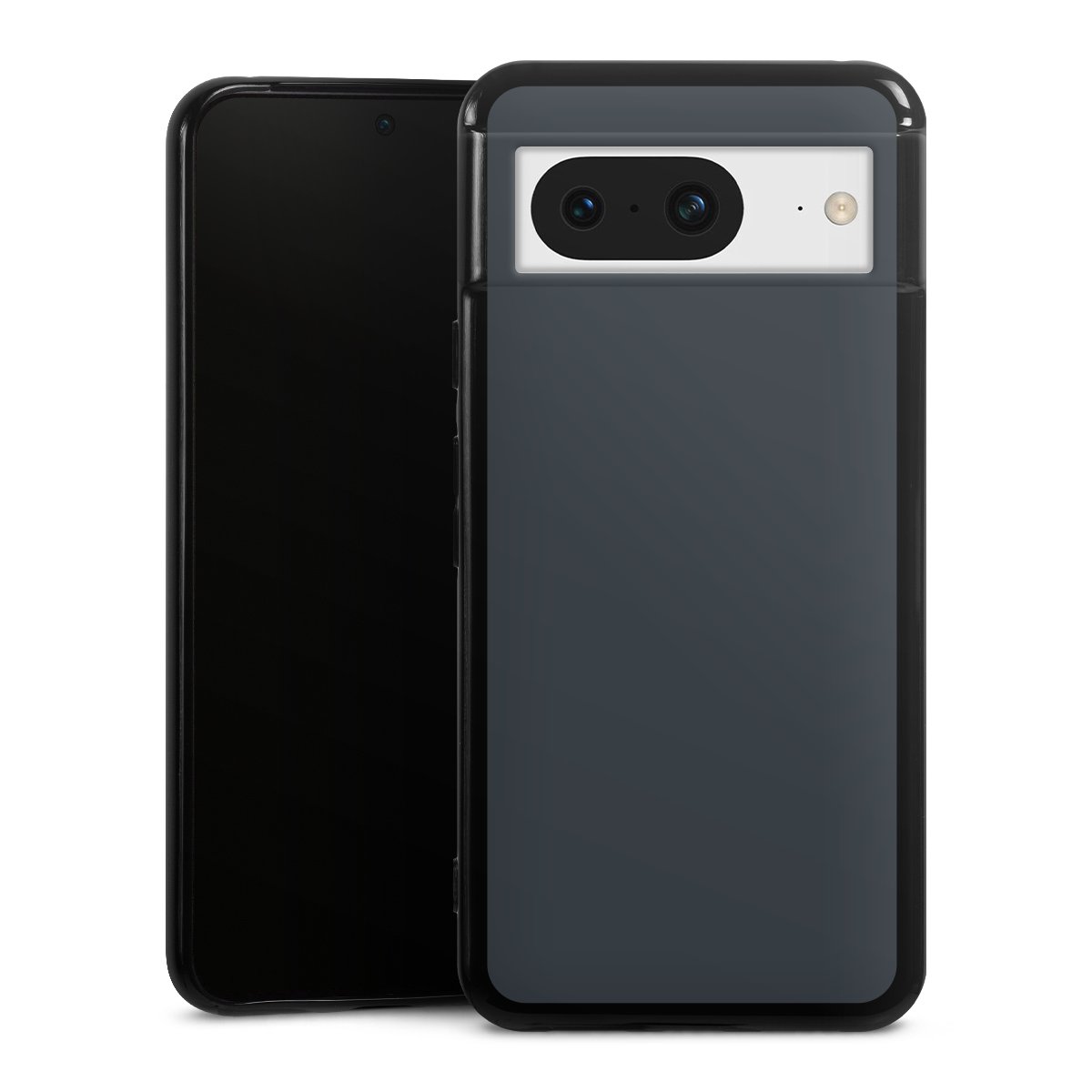 Google Pixel 8 Handy Silikon Hülle Case schwarz Handyhülle Grey Anthracite Unicoloured