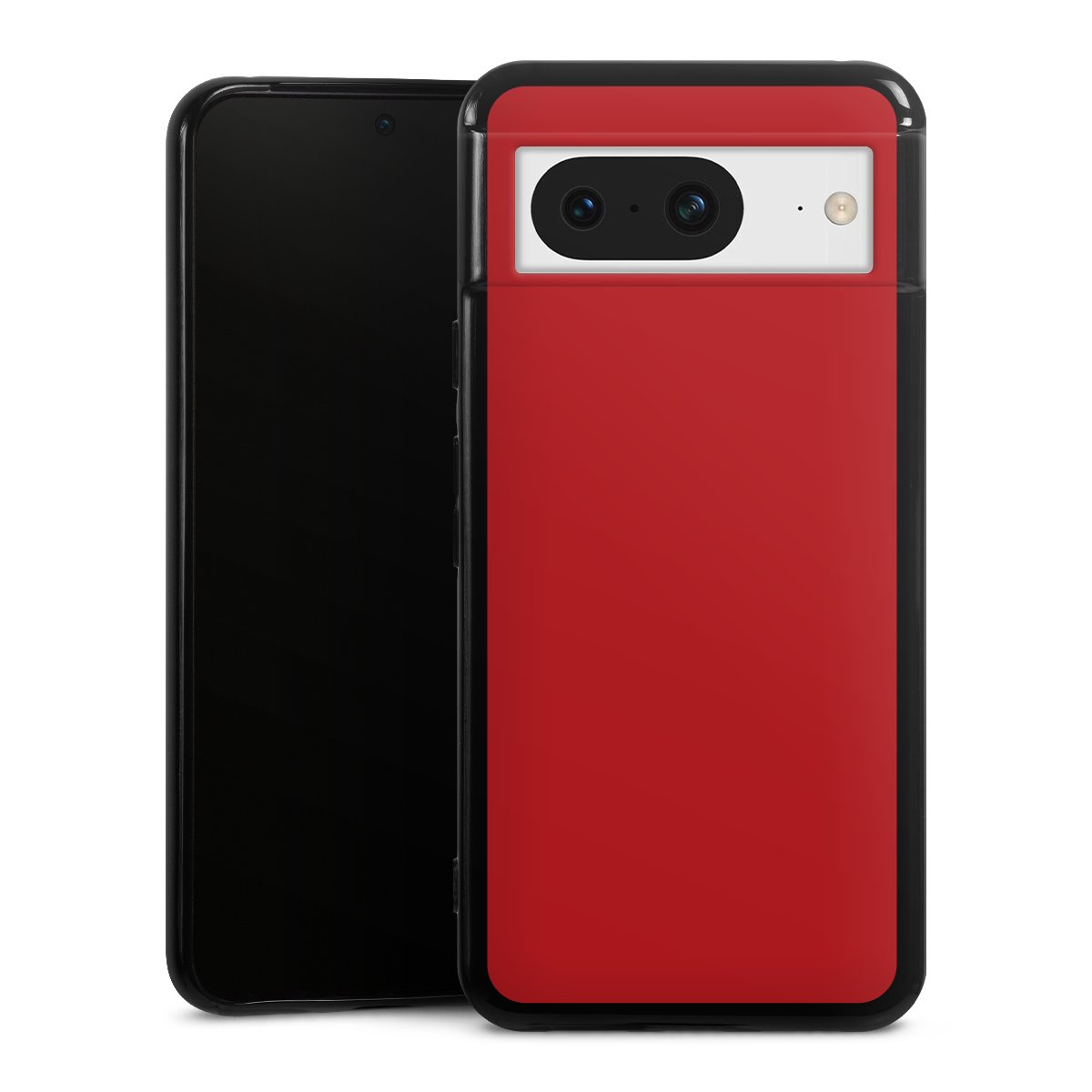 Google Pixel 8 Handy Silikon Hülle Case schwarz Handyhülle Colour Unicoloured Red