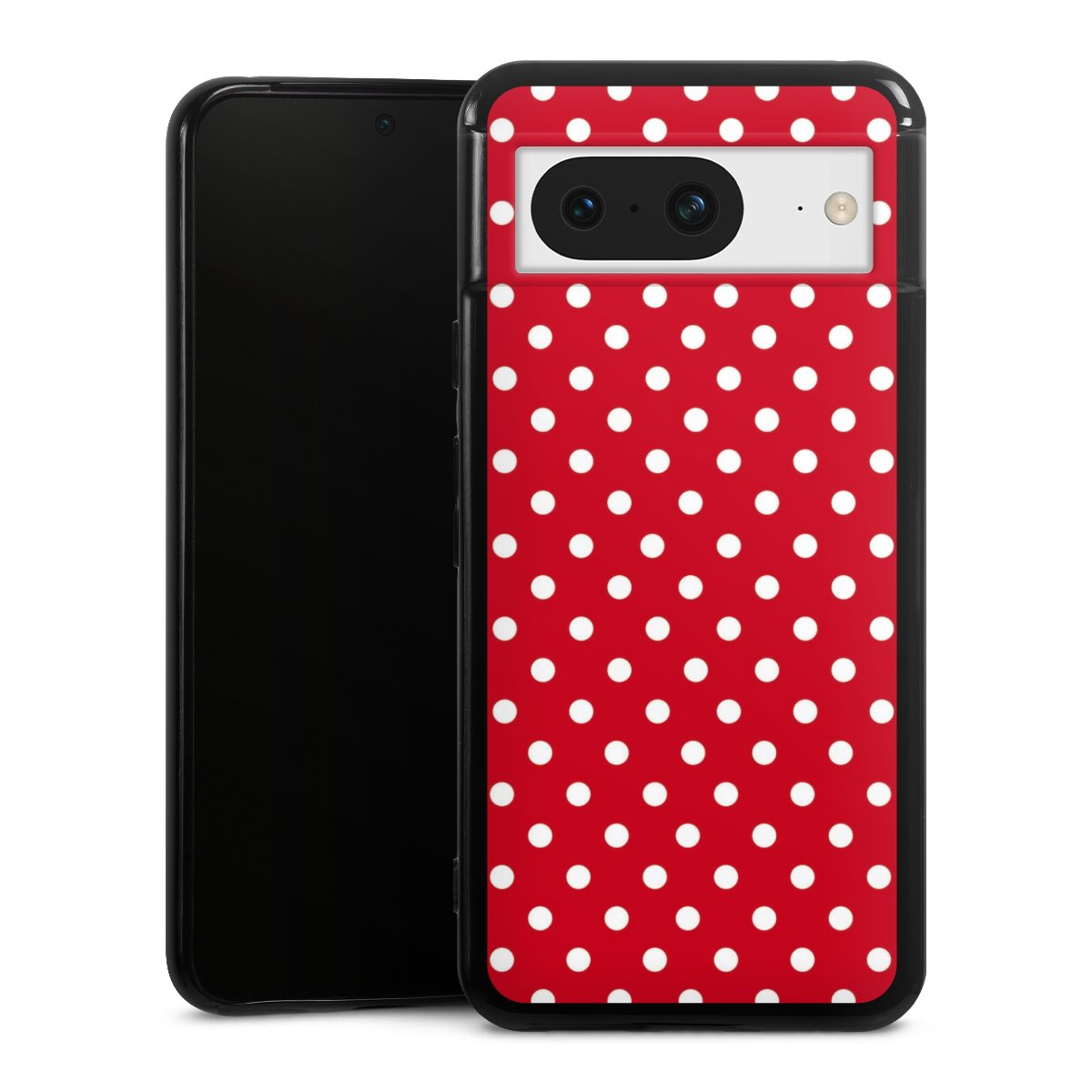 Google Pixel 8 Handy Silikon Hülle Case schwarz Handyhülle Points Polka Dots Retro