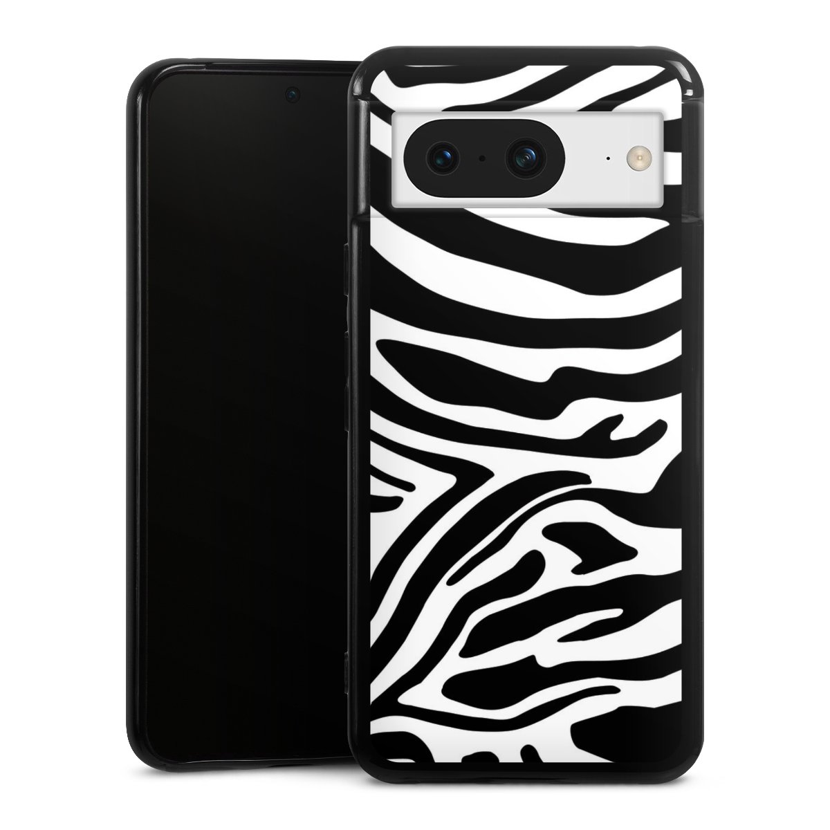 Google Pixel 8 Handy Silikon Hülle Case schwarz Handyhülle Zebra Animal Look Animal Print