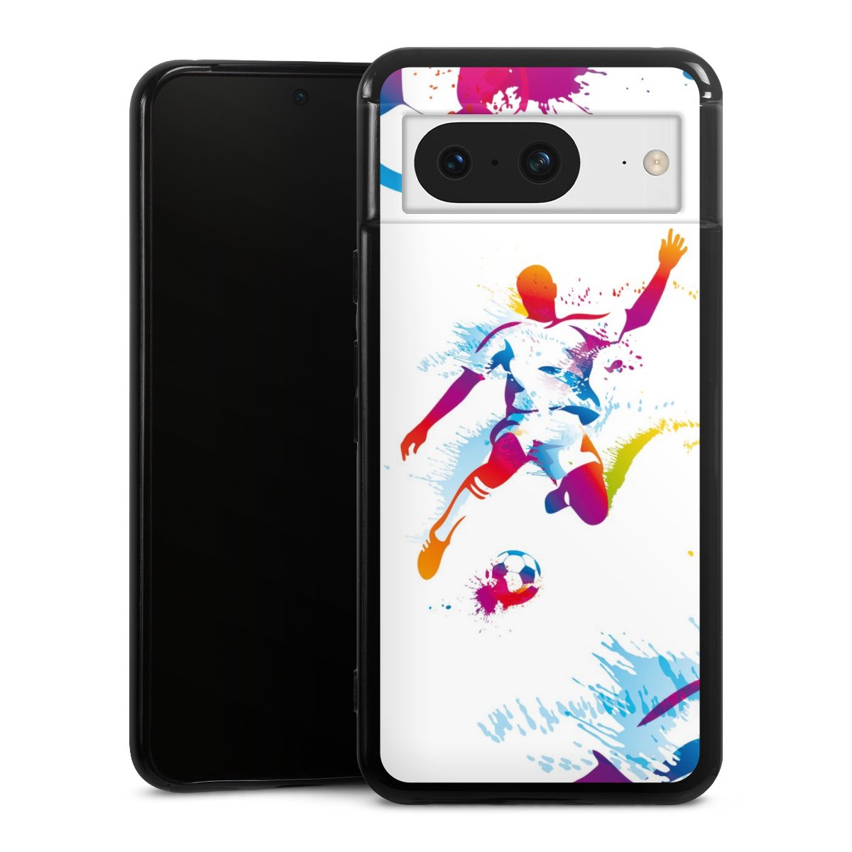 Google Pixel 8 Handy Silikon Hülle Case schwarz Handyhülle Sports Soccer Muster