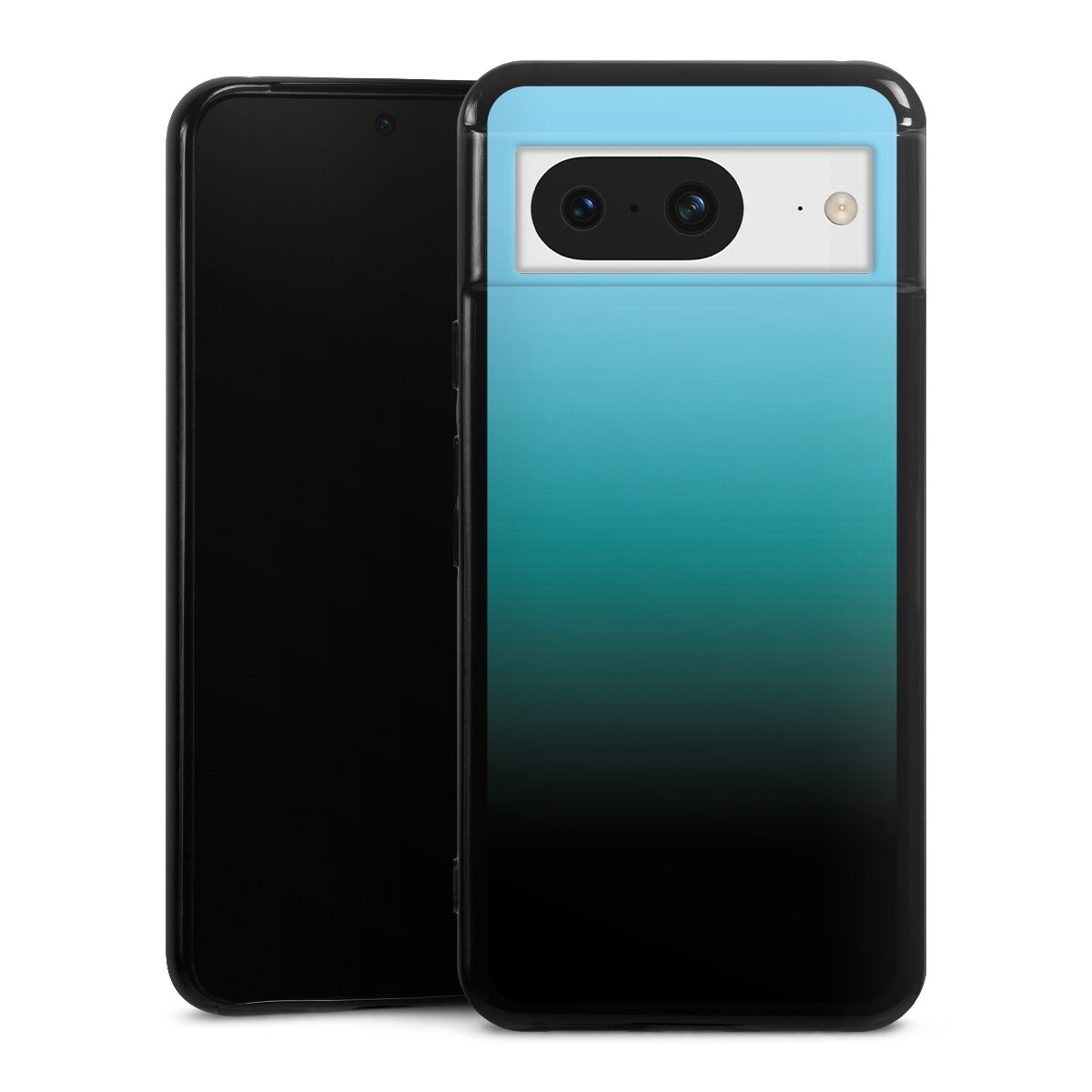 Google Pixel 8 Handy Silikon Hülle Case schwarz Handyhülle Ombre Two-Tone Black