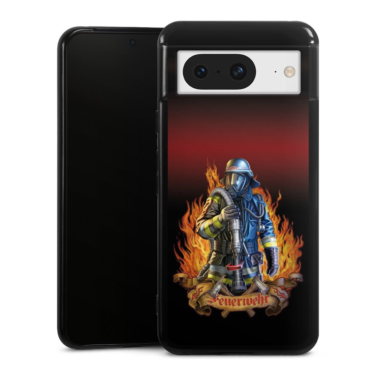 Google Pixel 8 Handy Silikon Hülle Case schwarz Handyhülle Job Fire Fighter Fire Fighters