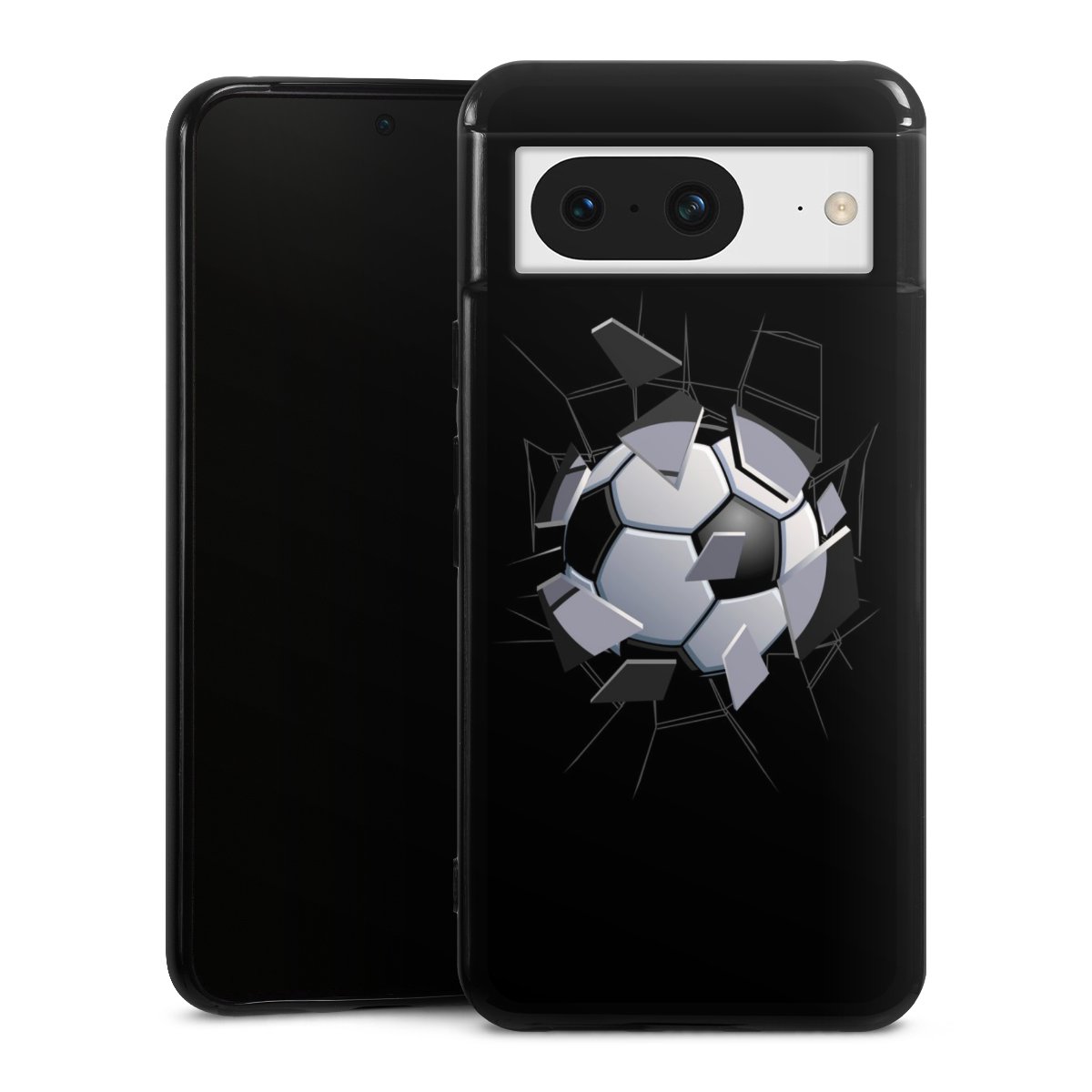 Google Pixel 8 Handy Silikon Hülle Case schwarz Handyhülle Sports Soccer Mosaic