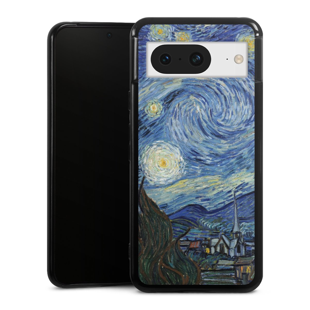 Google Pixel 8 Handy Silikon Hülle Case schwarz Handyhülle The Starry Night Kunst Vincent Van Gogh