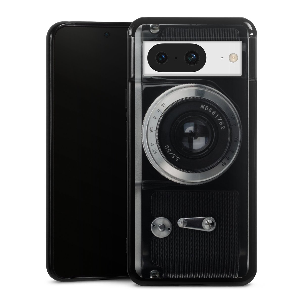 Google Pixel 8 Handy Silikon Hülle Case schwarz Handyhülle Lens Camera Photography