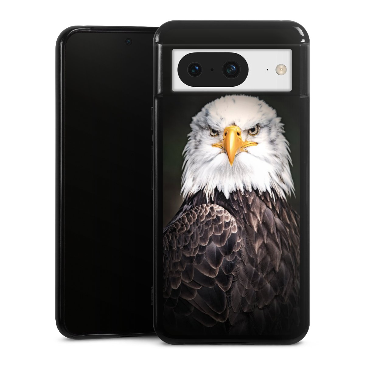 Google Pixel 8 Handy Silikon Hülle Case schwarz Handyhülle Eagle Bird