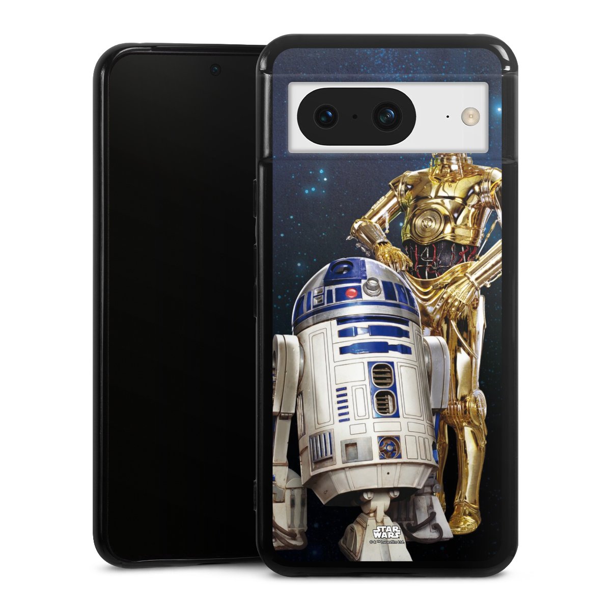 Google Pixel 8 Handy Silikon Hülle Case schwarz Handyhülle Weltall Star Wars R2d2