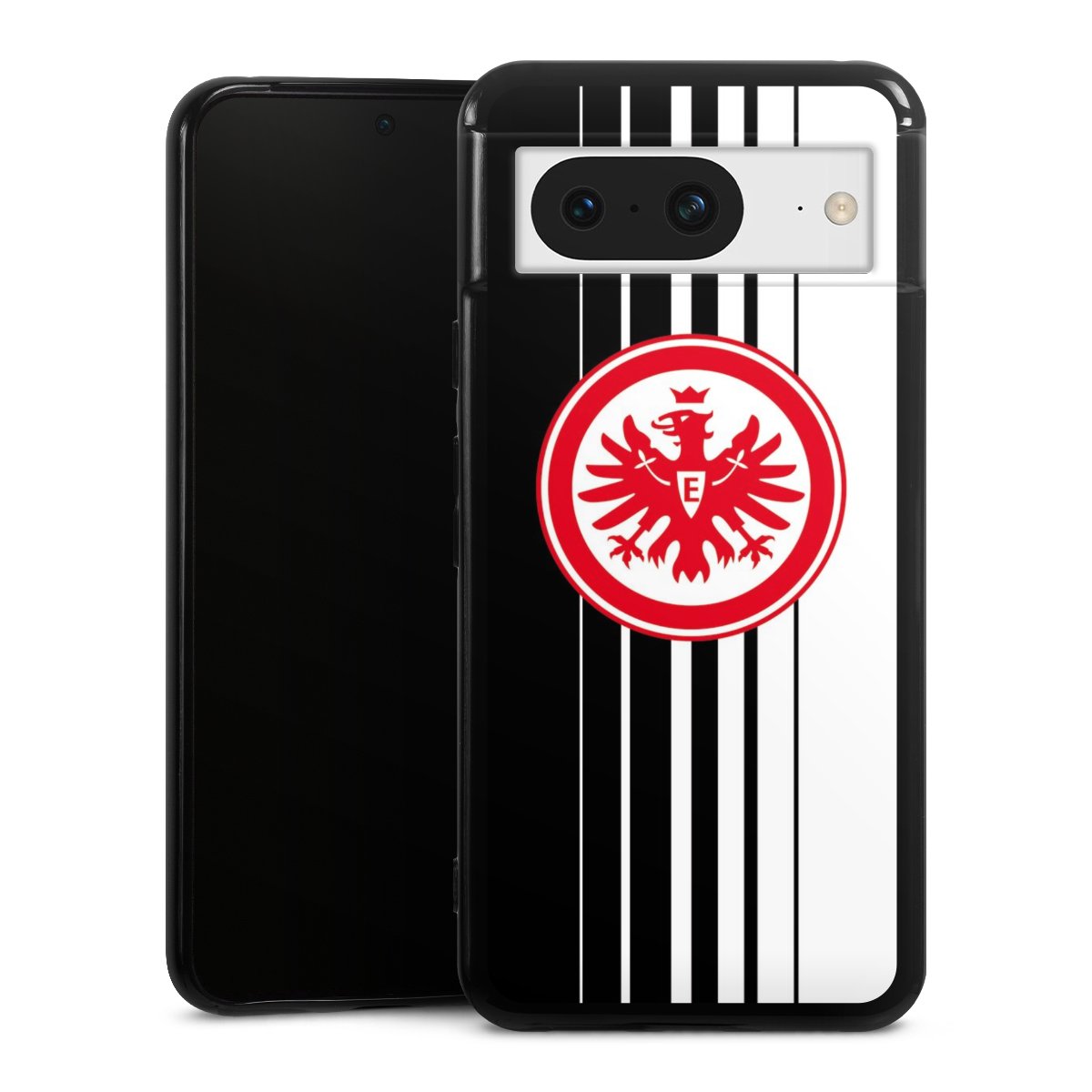 Google Pixel 8 Handy Silikon Hülle Case schwarz Handyhülle Stripes Eintracht Frankfurt Official Licensed Product