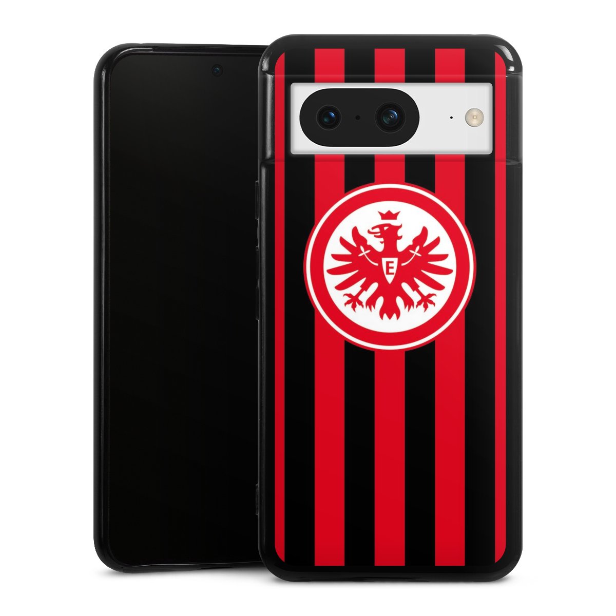 Google Pixel 8 Handy Silikon Hülle Case schwarz Handyhülle Stripes Sge Eintracht Frankfurt