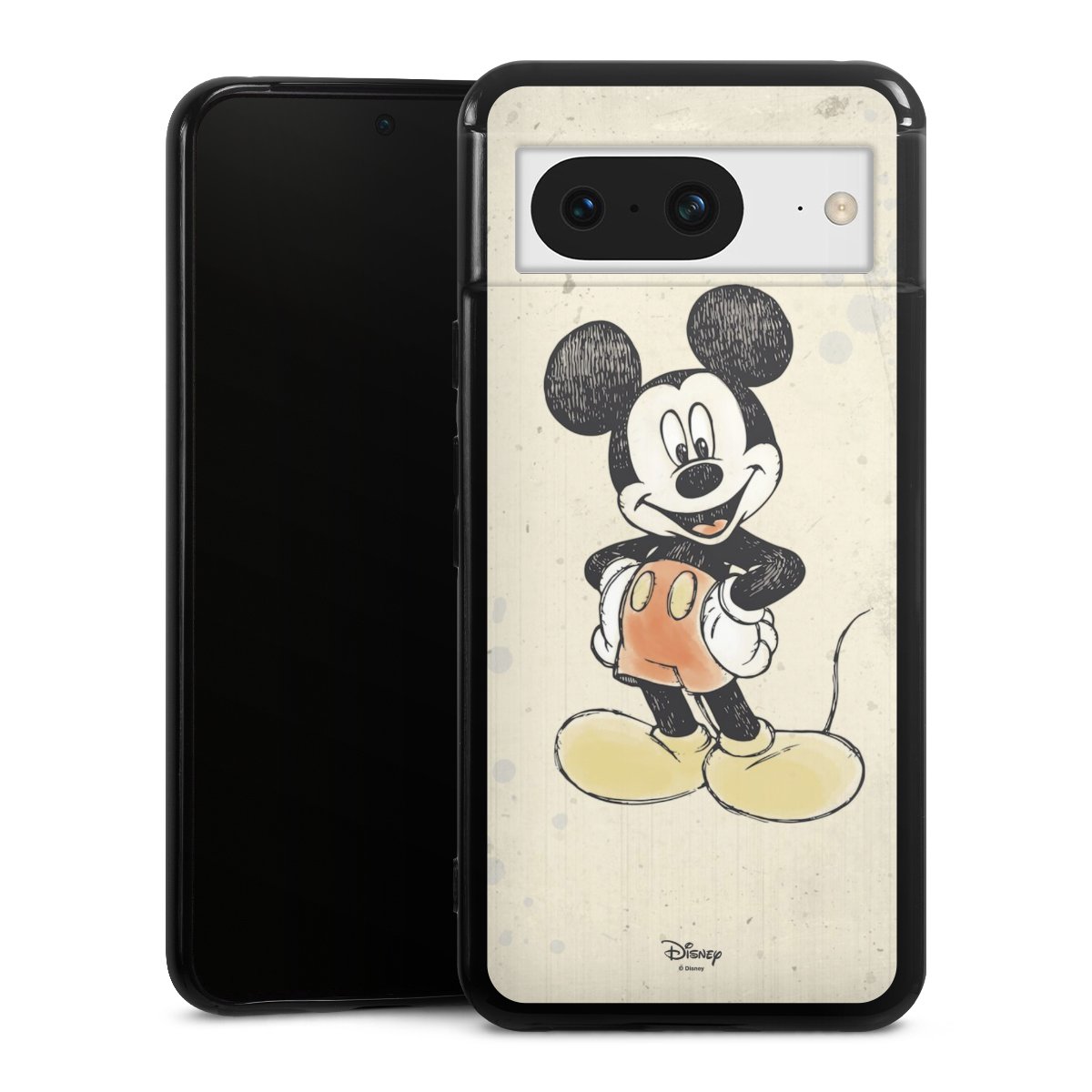 Google Pixel 8 Handy Silikon Hülle Case schwarz Handyhülle Water Colour Mickey & Minnie Mouse Official Licensed Product