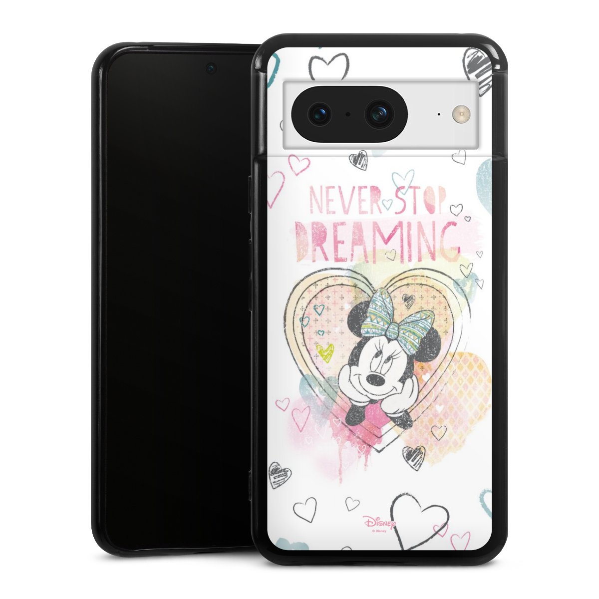 Google Pixel 8 Handy Silikon Hülle Case schwarz Handyhülle Disney Official Licensed Product Minnie Mouse