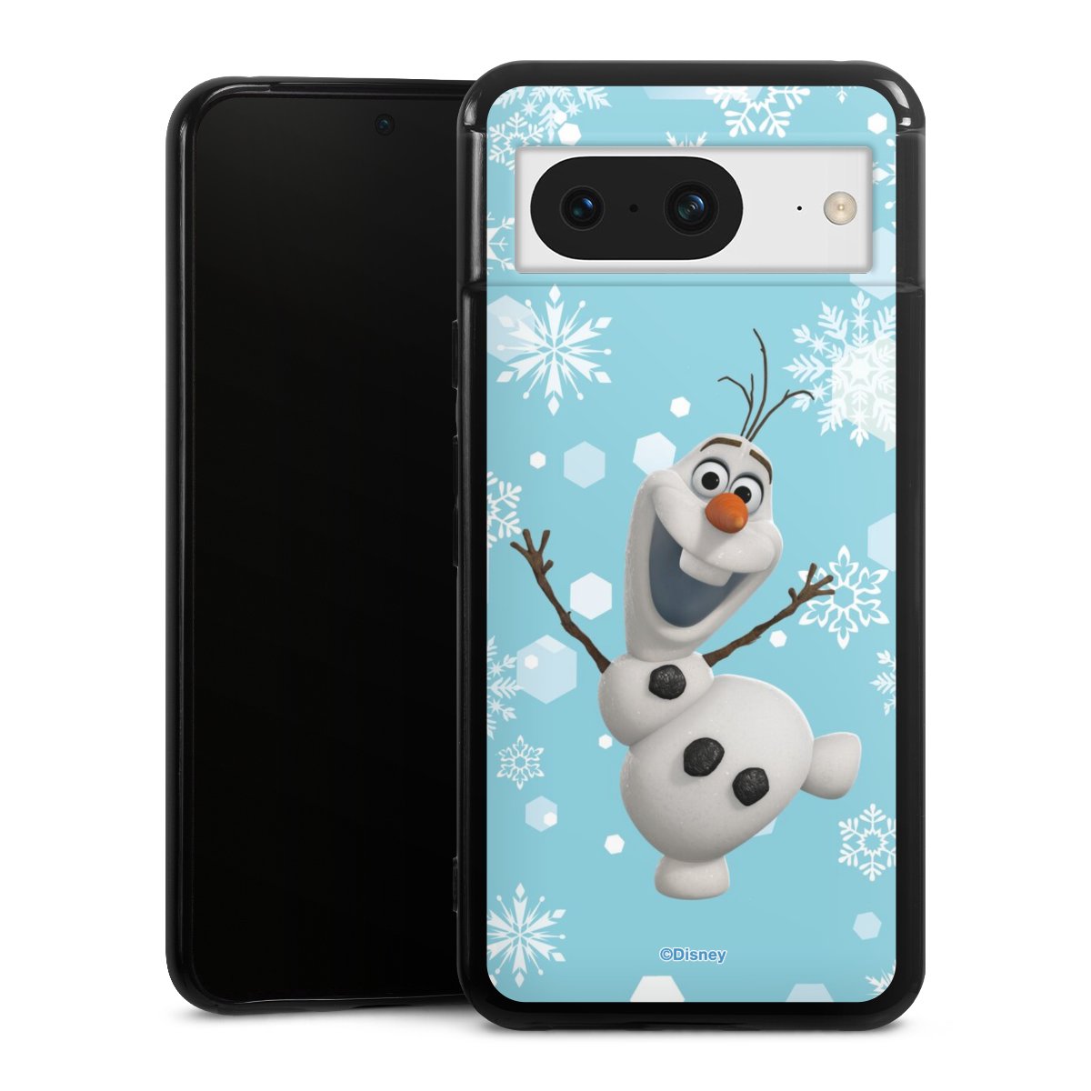 Google Pixel 8 Handy Silikon Hülle Case schwarz Handyhülle Disney Official Licensed Product Frozen Olaf