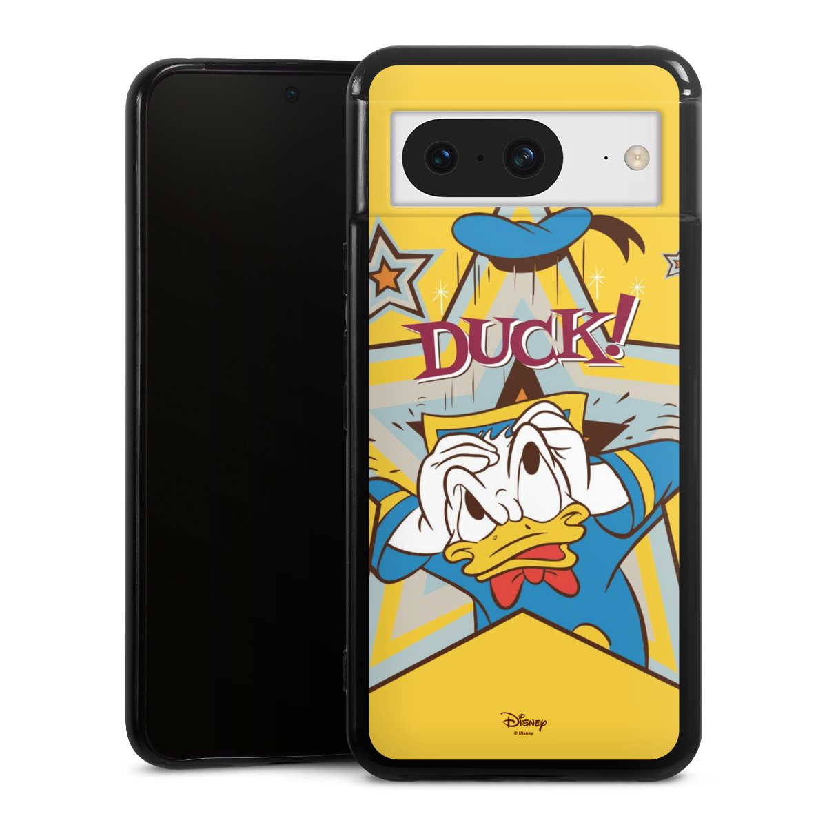 Google Pixel 8 Handy Silikon Hülle Case schwarz Handyhülle Official Licensed Product Donald Duck Disney