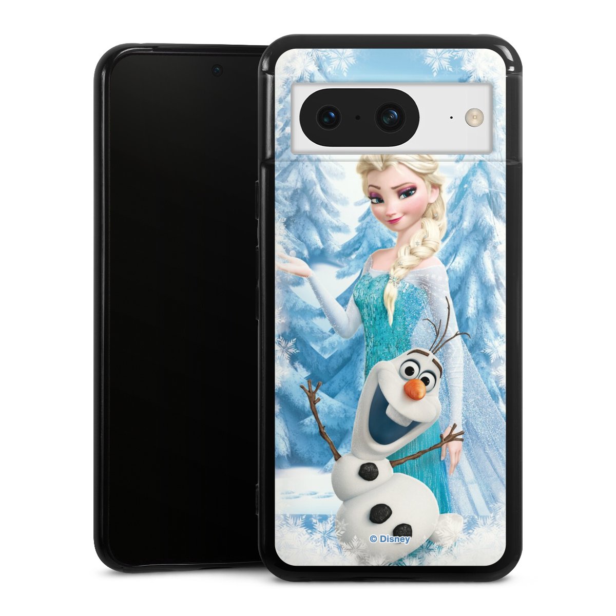 Google Pixel 8 Handy Silikon Hülle Case schwarz Handyhülle Official Licensed Product Frozen Elsa Disney