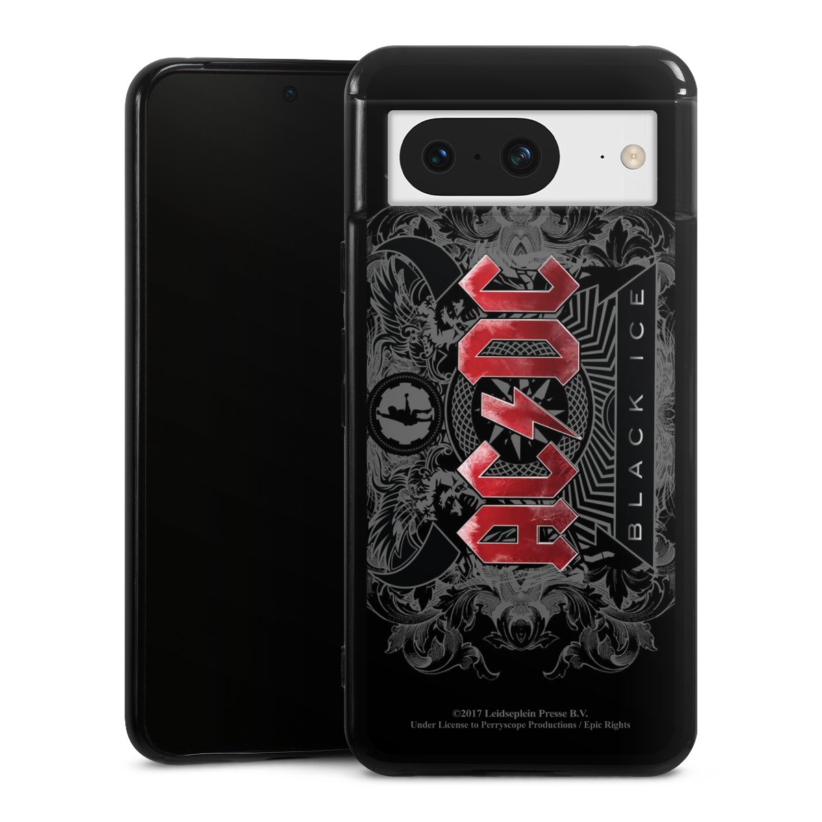 Google Pixel 8 Handy Silikon Hülle Case schwarz Handyhülle Merchandise Black Ice Acdc