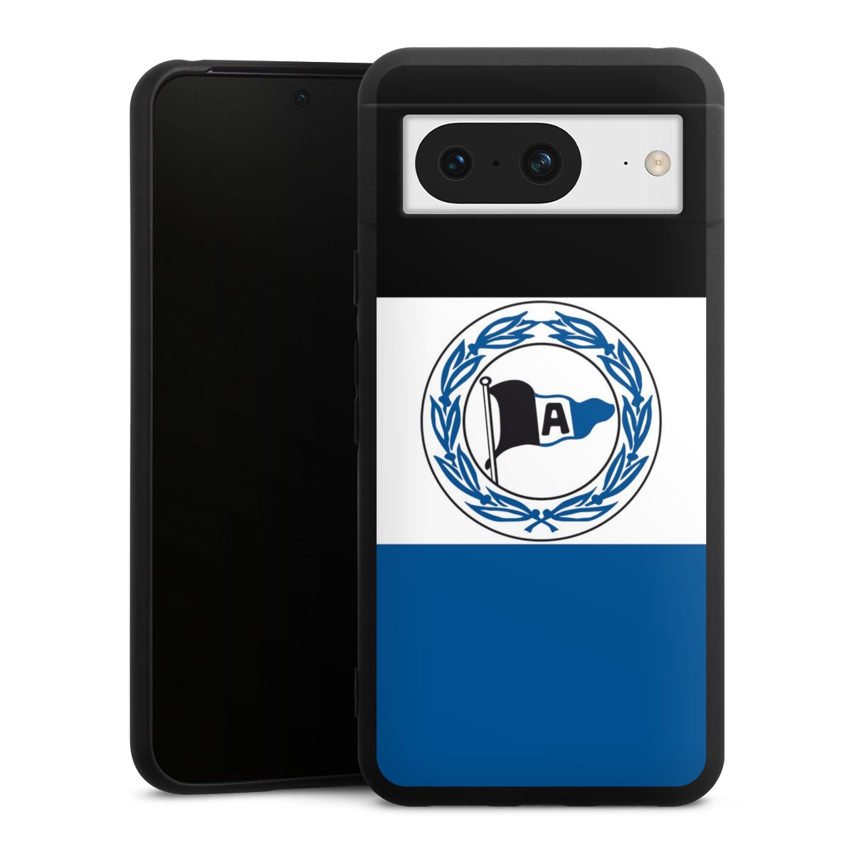 Google Pixel 8 Handy Premium Silikon Hülle Handyhülle schwarz Case Arminen Official Licensed Product Arminia Bielefeld Silikon Premium Case