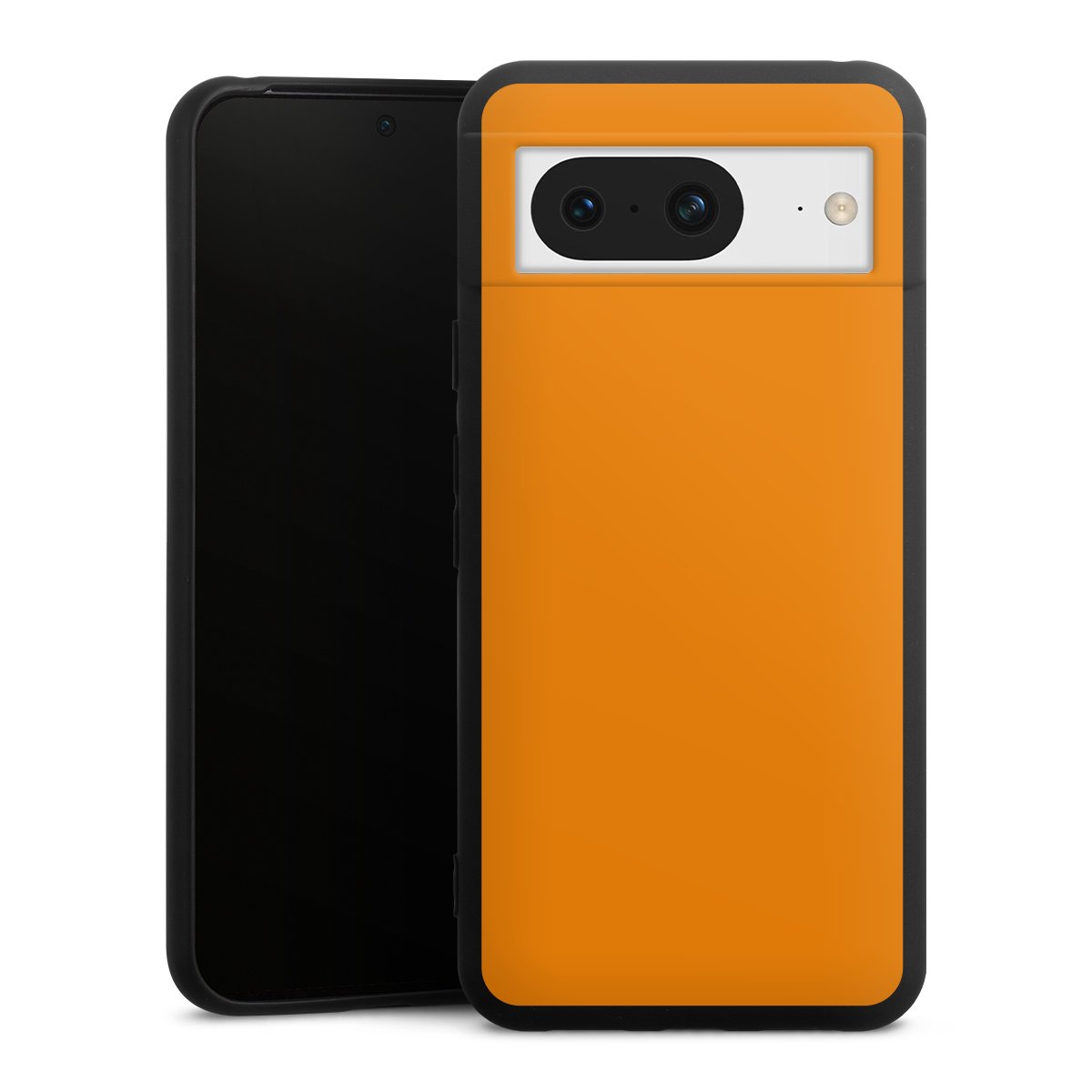 Google Pixel 8 Handy Premium Silikon Hülle Handyhülle schwarz Case Unicoloured Colour Orange Silikon Premium Case