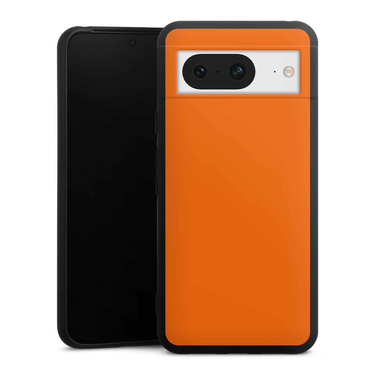 Google Pixel 8 Handy Premium Silikon Hülle Handyhülle schwarz Case Orange Colour Unicoloured Silikon Premium Case