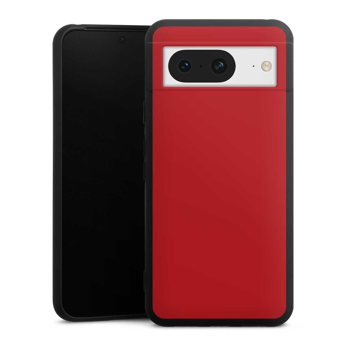 Google Pixel 8 Handy Premium Silikon Hülle Handyhülle schwarz Case Colour Unicoloured Red Silikon Premium Case