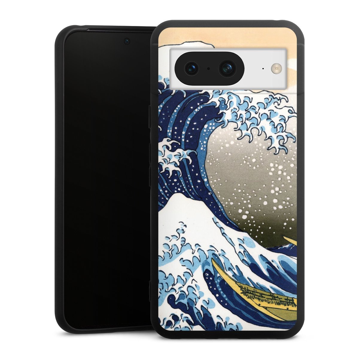 Google Pixel 8 Handy Premium Silikon Hülle Handyhülle schwarz Case Kunst Katsushika Hokusai Die Große Welle Vor Kanagawa Silikon Premium Case