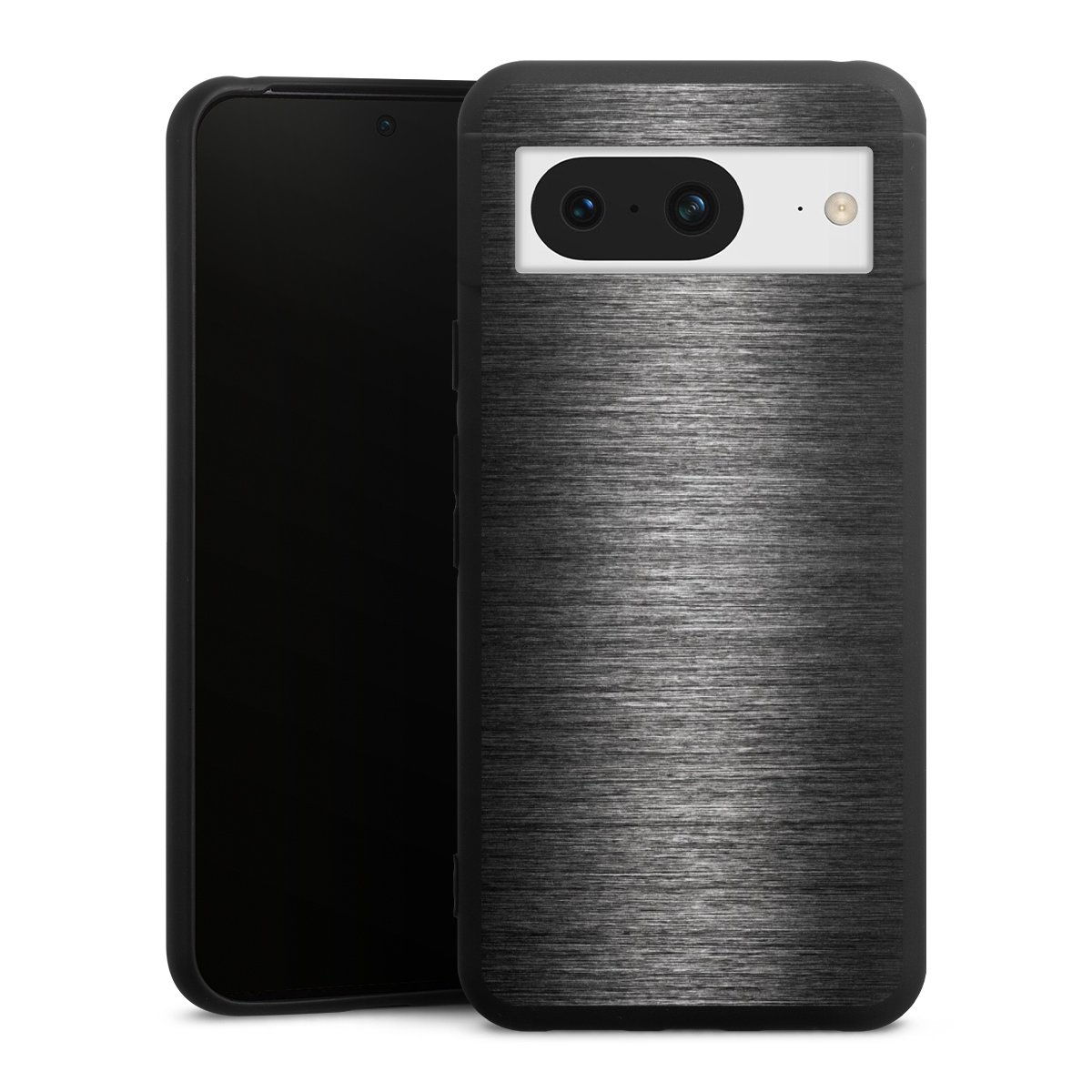 Google Pixel 8 Handy Premium Silikon Hülle Handyhülle schwarz Case Metallic Look Anthracite Metal Silikon Premium Case