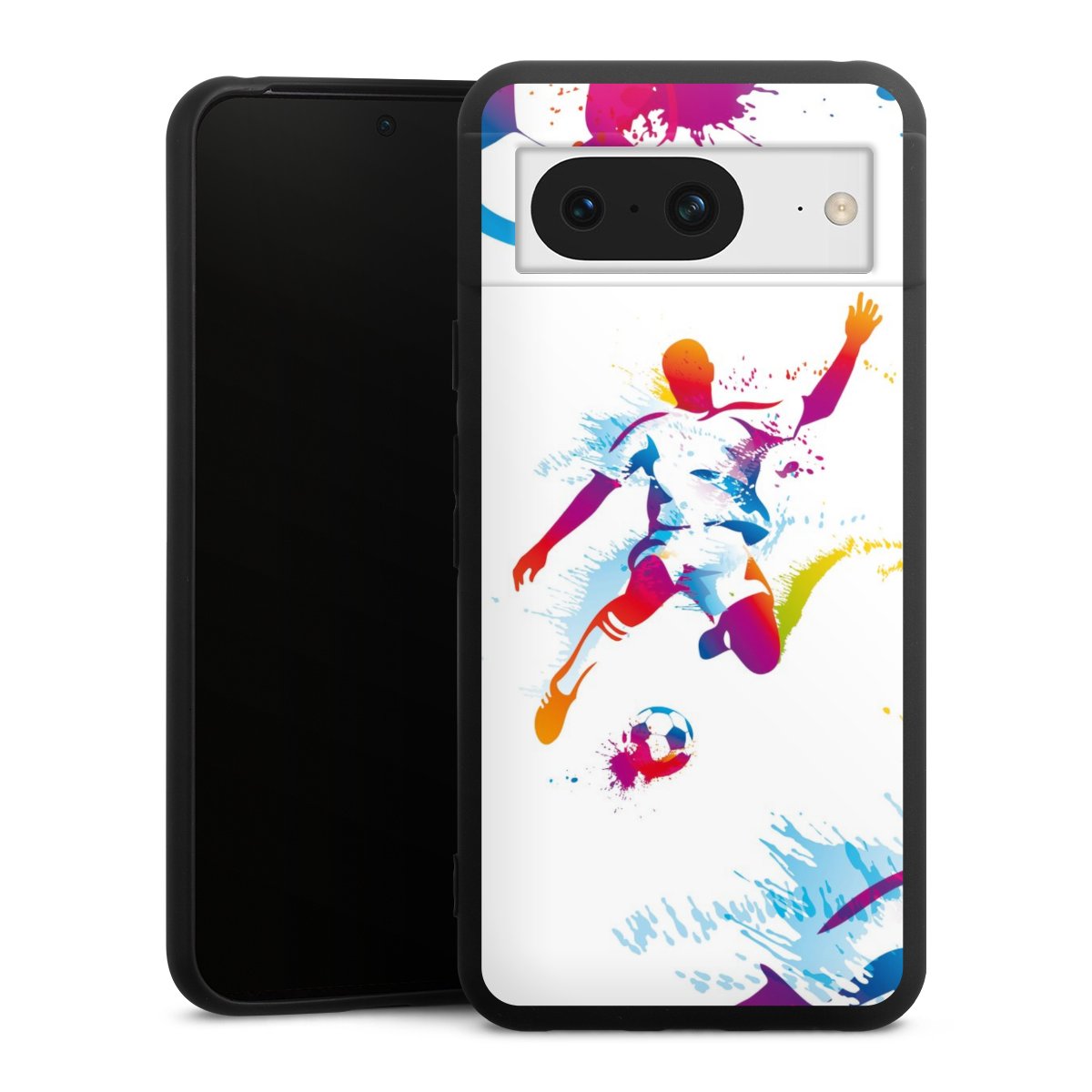 Google Pixel 8 Handy Premium Silikon Hülle Handyhülle schwarz Case Sports Soccer Muster Silikon Premium Case