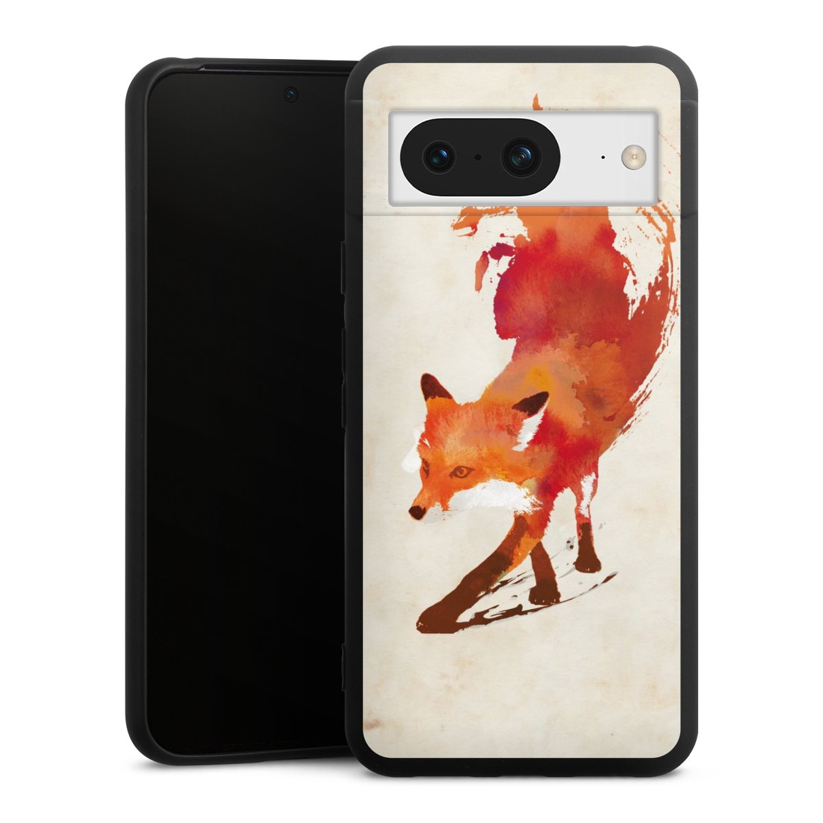 Google Pixel 8 Handy Premium Silikon Hülle Handyhülle schwarz Case Fox Graphic Silikon Premium Case