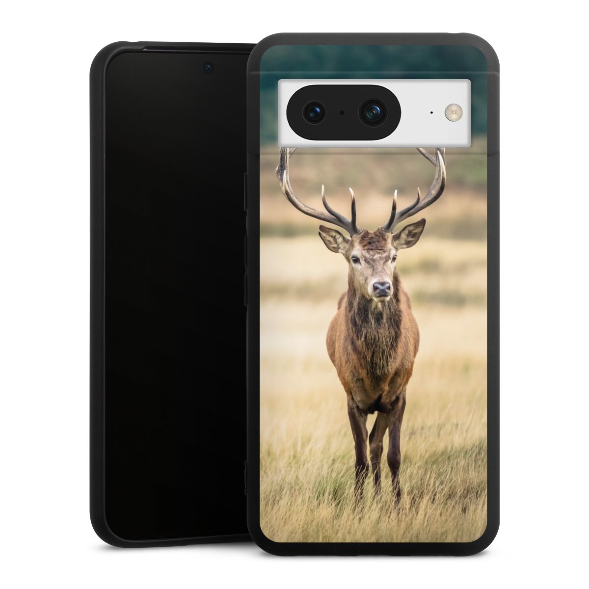 Google Pixel 8 Handy Premium Silikon Hülle Handyhülle schwarz Case Deer Meadow Forrest Silikon Premium Case