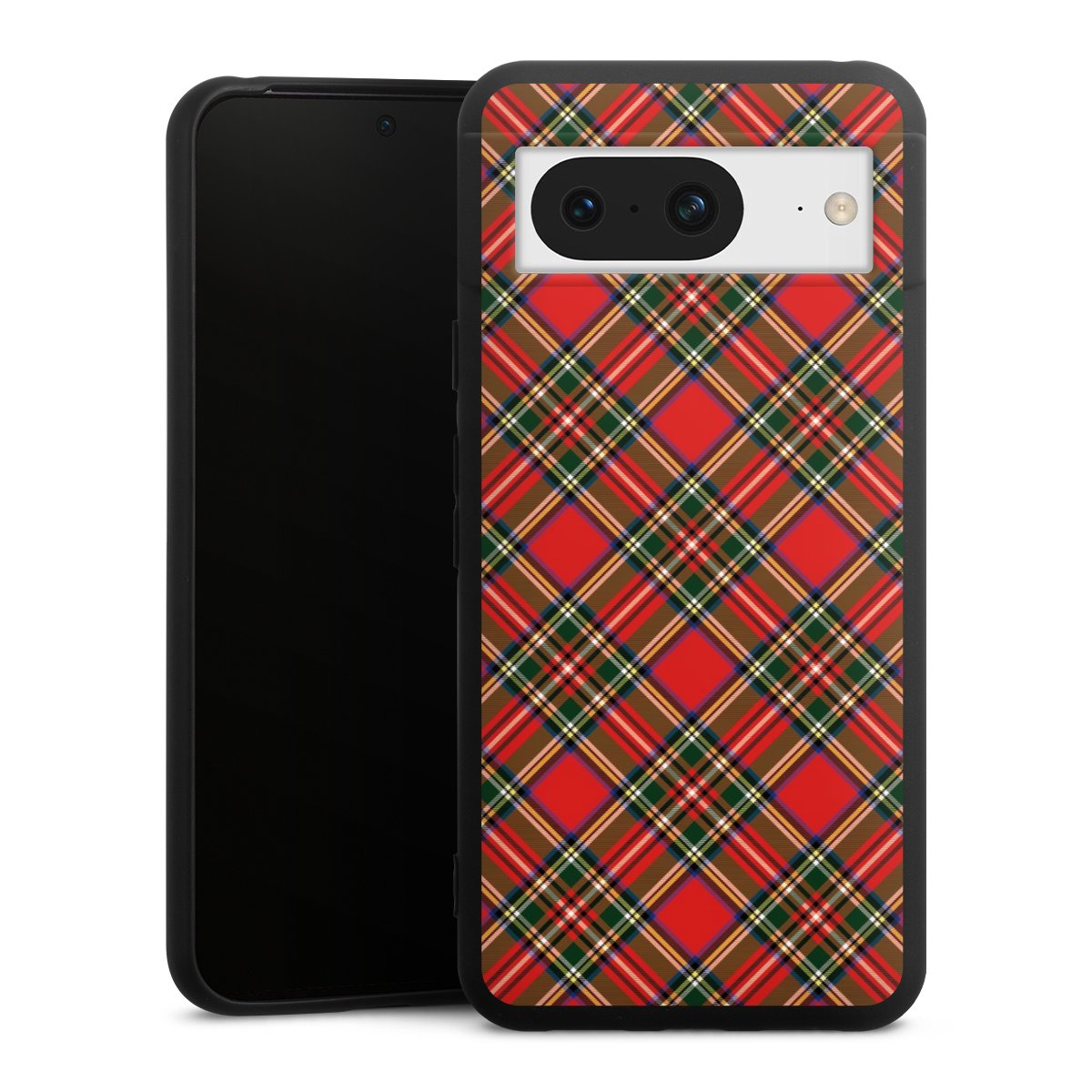 Google Pixel 8 Handy Premium Silikon Hülle Handyhülle schwarz Case Scotland Scotsman Muster Silikon Premium Case