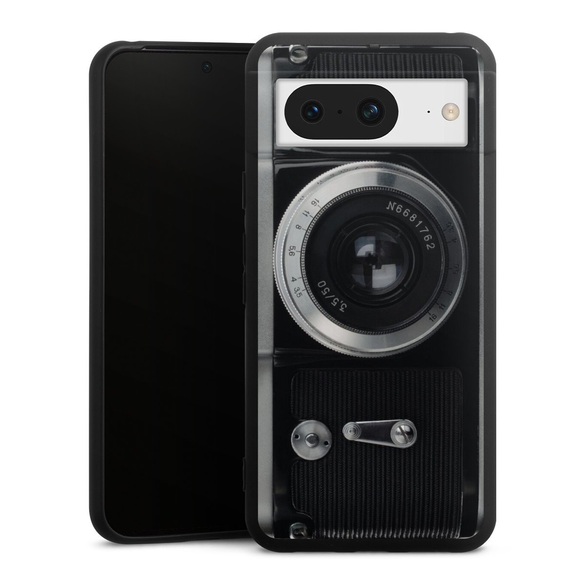 Google Pixel 8 Handy Premium Silikon Hülle Handyhülle schwarz Case Lens Camera Photography Silikon Premium Case